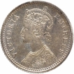 Silver Quarter Rupee Coin of Victoria Empress of Calcutta Mint of 1898.