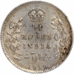 Silver Quarter Rupee Coin of King Edward VII of Calcutta Mint of 1910.