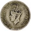 Silver Quarter Rupee Coin of King George VI of Lahore Mint of 1943.