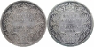 Silver Half Rupee Coins of Victoria Empress of Bombay Mint of 1898.