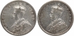 Silver Half Rupee Coins of King George V of Calcutta and Bombay Mint of 1914.