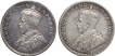 Silver Half Rupee Coins of King George V of Calcutta and Bombay Mint of 1922.