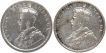 Silver Half Rupee Coins of King George V of Calcutta and Bombay Mint of 1924.