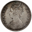 Silver One Rupee Coin of Victoria Empress of Bombay Mint of 1877.