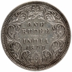 Silver One Rupee Coin of Victoria Empress of Bombay Mint of 1877.