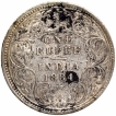 Silver One Rupee Coin of Victoria Empress of Calcutta Mint of 1884.