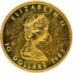 Gold Ten Dollars Coin of Elizabeth II of Canada.