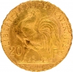 Gold Twenty Francs Coin of Troisieme Republiqua of France of 1907.