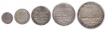 Set of Five Different Denomination Coins of Fatteh Singh of Mewar.