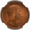 Bronze One Quarter Anna Coin of King Edward VII of Calcutta Mint of 1908.