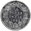 Silver Quarter Rupee Coin of Victoria Empress of Bombay Mint of 1882.