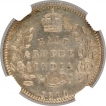 Silver Half Rupee Coin of King Edward VII of Calcutta Mint of 1910.