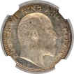 Silver Half Rupee Coin of King Edward VII of Calcutta Mint of 1910.