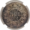 Silver Half Rupee Coin of King George V of Bombay Mint of 1912.