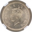 Silver One Rupee Coin of King George VI of Lahore Mint of 1944.