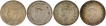 Silver One Rupee Coins of King George VI of Bombay and Lahore Mint of 1943, 1944 and 1945.