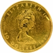 Gold Ten Dollars Coin of Elizabeth II of Canada of 1985.