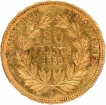 Gold Twenty Francs Coin of Nepoleon III of France of 1856.