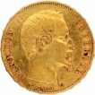 Gold Twenty Francs Coin of Napoleon III of France of 1858.