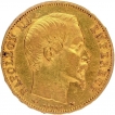 Gold Twenty Francs Coin of Nepoleon III of France of 1859.