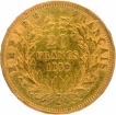 Gold Twenty Francs Coin of Napoleon III of France of 1859.