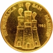 Gold Five Scudi Coin of Sanmarino of 1980.