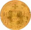 Gold Ten Francs Coin of Bern Mint of Switzerland of 1922.