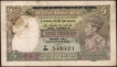 Five Rupees Note of King George VI Signed by C D Deshmukh of Burma Issue.