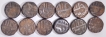  Lot of 12 Different Month Copper Dam Coins of Akbar of Delhi Mint.