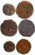 Lot of Six Copper Coins of Dewan Purnaiya & Krishnaraja Wadiyar III of Mysore State.