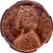 Extremely Rare PF 63 RB  NGC Graded Proof Copper Half Pice Coin of Victoria Queen of Calcutta Mint of 1862.