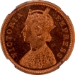 2nd highest NGC PF 63 RD Graded Proof Copper Half Pice Coin of Victoria Empress of Calcutta Mint of 1899.