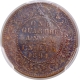 PCGS Genuine Graded Copper One Quarter Anna Coin of Victoria Empress of Calcutta Mint of 1894.