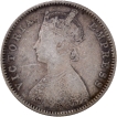 Rare Type 8 over 7 Silver Half Rupee Coin of Victoria Empress of Bombay Mint of 1898.