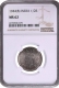 NGC MS 62 Graded Silver Half Rupee Coin of King George VI of Bombay Mint of 1944.