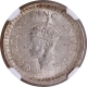 NGC MS 62 Graded Silver Half Rupee Coin of King George VI of Bombay Mint of 1944.