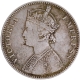 B raised Silver One Rupee Coin of Victoria Empress of Bombay Mint of 1885 with Ghost Impression.