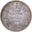 Rare Type Silver One Rupee Coin of Victoria Empress of Bombay Mint of 1893, 2 seen behind last numeral 3.