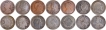 Set of Fourteen Silver, Copper, and Bronze Coins of Different denominations of British India.