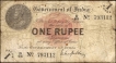 One Rupee Banknote of King George V Signed by M M S Gubbay of 1917 of Universalised Circle .