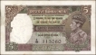 Five Rupees Bank Note of King George VI Signed by J B Taylor of 1938.