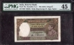 PMG 45 Choice Extremely Fine Graded Five Rupees Banknote of King George VI Signed by J B Taylor of 1938.