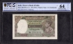 Graded by PCGS 64 Choice UNC Details Five Rupees Banknote of King George VI Signed by C D Deshmukh of 1944.