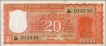 Twenty Rupees Banknote Signed by S. Jagannathan of Republic India of 1972.