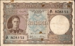 King George VI of Ceylon 1944 Five Rupees Banknote Signed by H J Huxham and C H Collins.