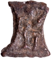 Damru shaped Cast Copper Coin of Kaushambi Region.