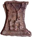 Damru shaped Cast Copper Coin of Kaushambi Region.