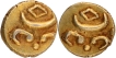 Stylized depiction of Vishnupadam Gold Vira Raya Fanam (2) Coins of Travancore.