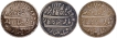 Lot of three Silver Half Rupee AH 1172 /6  RY  Edge  Cord Milling Coins Madras Mint of Madras Presidency.