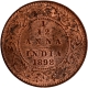 Uncirculated Copper One Twelfth Anna Coin of Victoria Empress of Calcutta Mint of 1898.